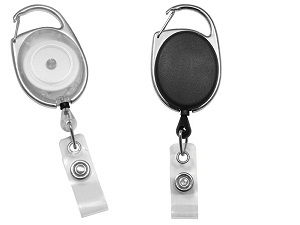 Translucent black and clear premium carabiner badge reels