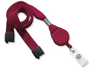 Maroon lanyard badge reel combo at IDCardGroup.com