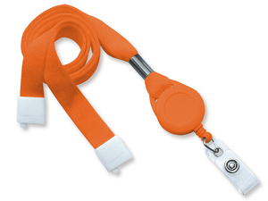 Orange lanyard badge reel combo at IDCardGroup.com