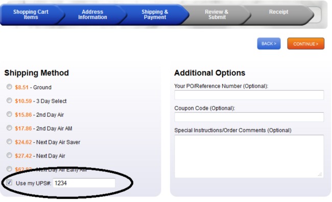 Use your UPS account for shipping charges at IDCardGroup.com