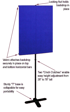 Standard Portable Back Drop & Stand - Royal Blue